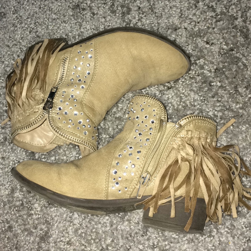Justice size 13 tan booties